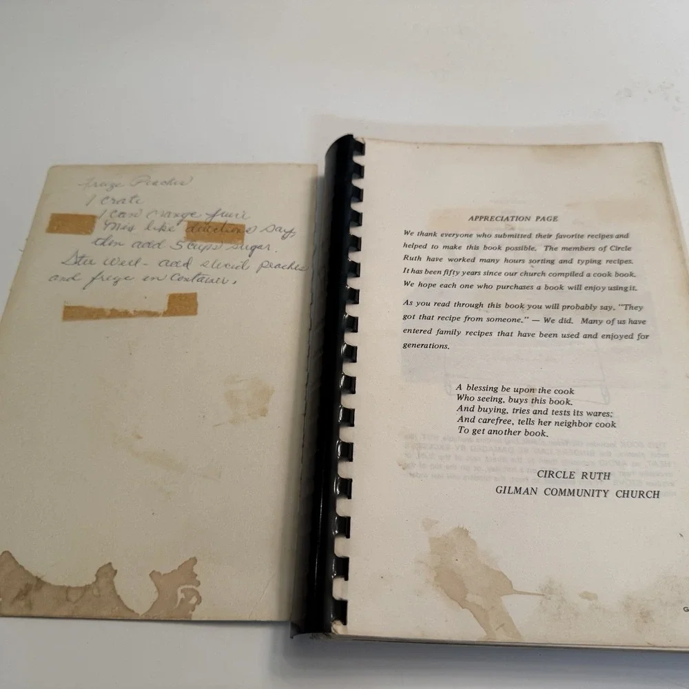 Gilman Community Church Iowa 1975 Spiral Bound Centennial Cookbook Recipes READ
